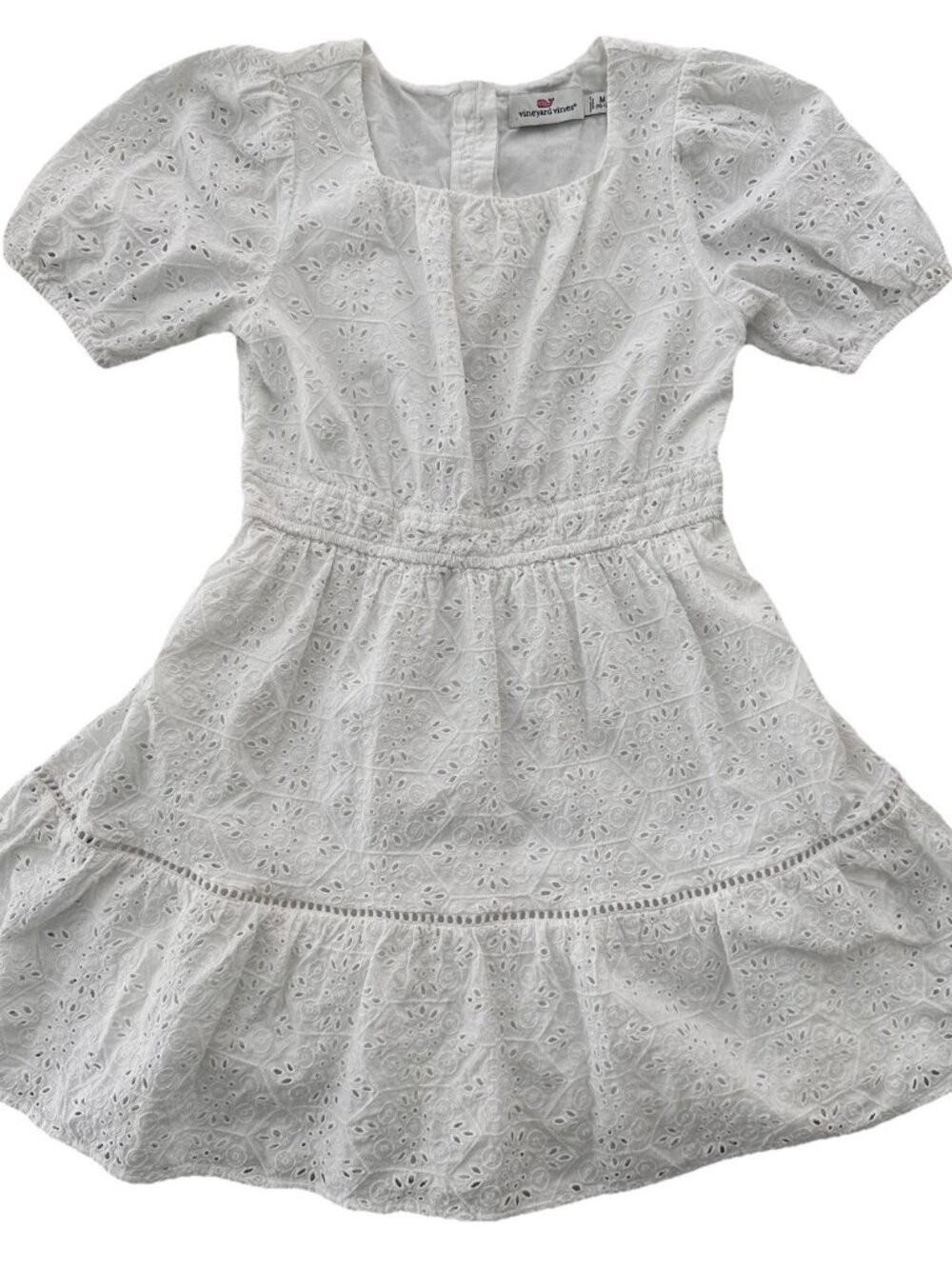 Vineyard Vines Girls Eyelet Sundress M (10-12) White Cotton